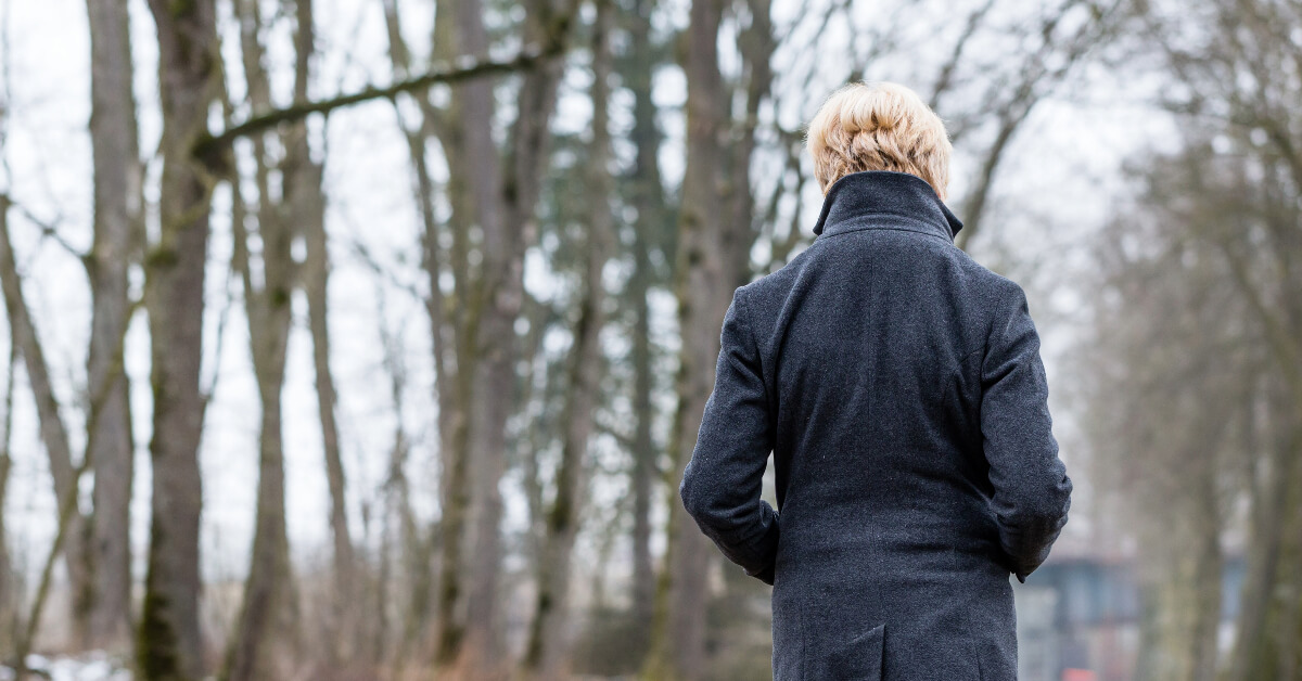 woman walking in winter 